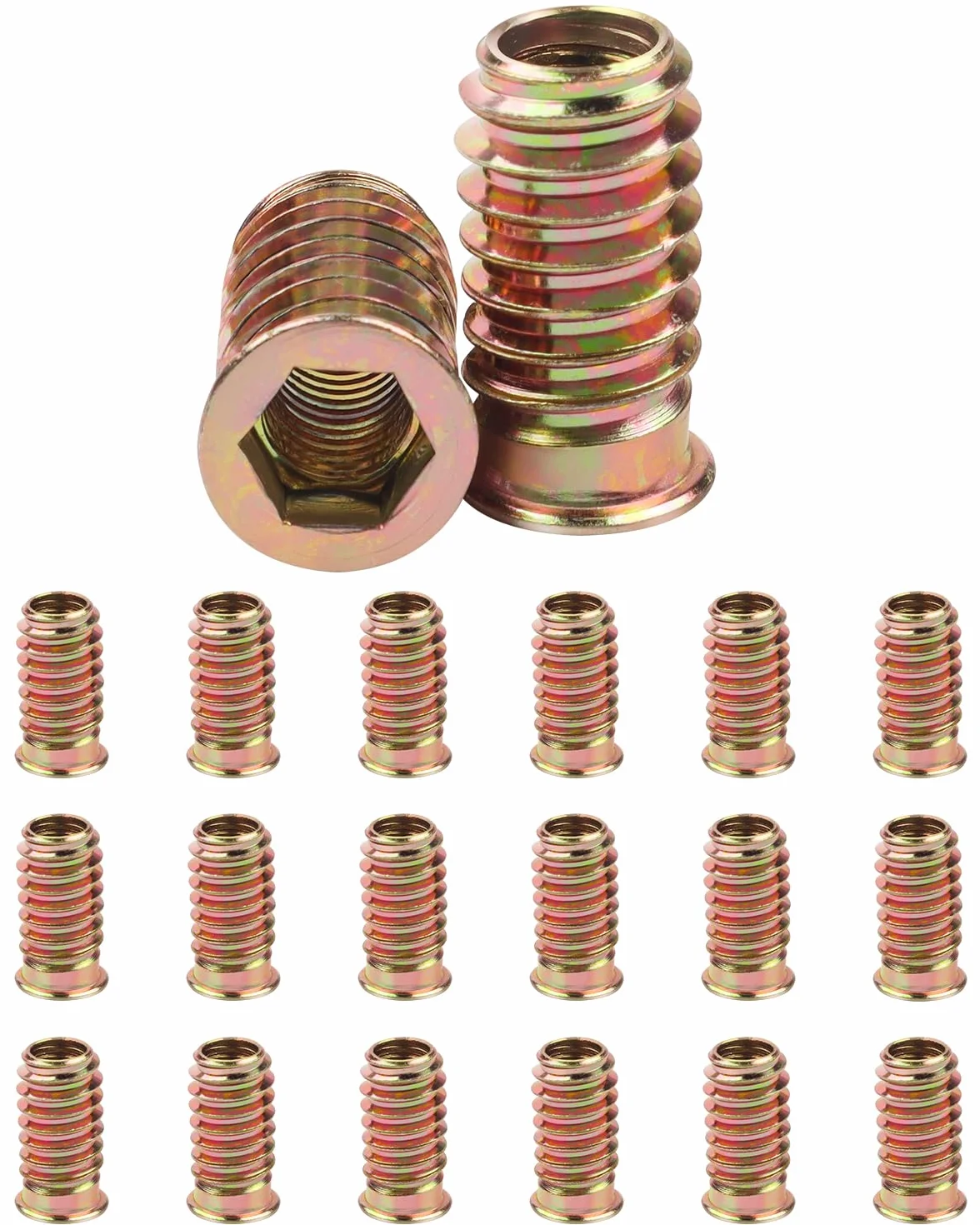 20 sztuk nakrętek wkręcanych M8 x 25 mm, Jeboler wkładki gwintowane nakrętki gwintowane tuleje gwintowane, wkładka gwintowana do drewna, tuleja gwintowana, nakrętka tulejkowa, cynk, mufy wkręcane do
