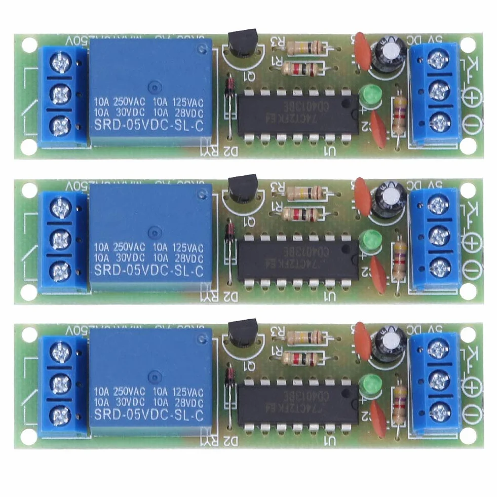 3 sztuk moduł przekaźnika czasowego z izolacją transoptorową DC5V CD4013 Chip 1 kanał NO NC pojedynczy biegun podwójny przełącznik przekaźnikowy