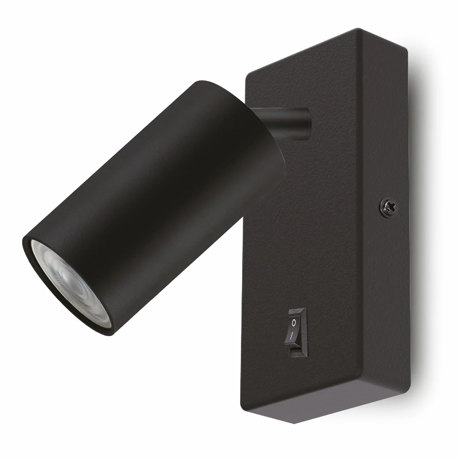 Maclean MCE369 lampa ścienna GU10 z przełącznikiem 40 W obrotowy punkt 55 x 100 mm czarna