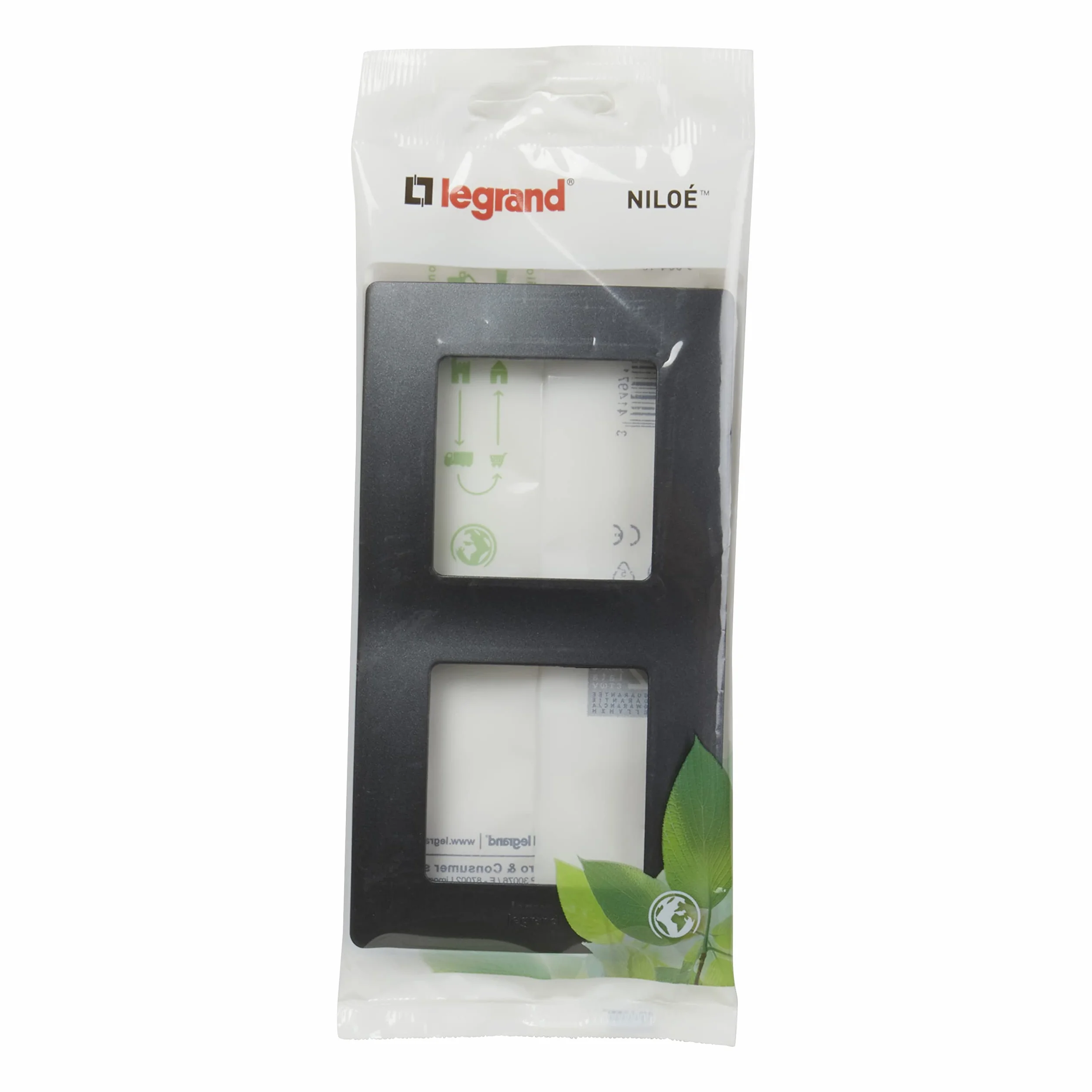 LEGRAND Ramka, 2 elementy, osłona mechanizmu serii Niloé Monobloc, czarna, 396416