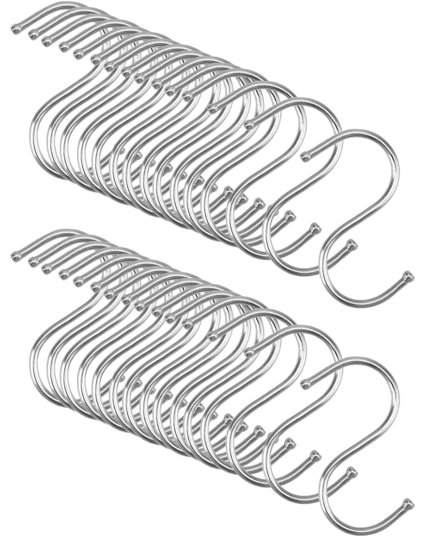 QWORK 30 sztuk haczyki S stal nierdzewna, 6,5 cm, metalowe haczyki do wieszania garnków i patelni, roślin, narzędzi, ubrań, ręczników