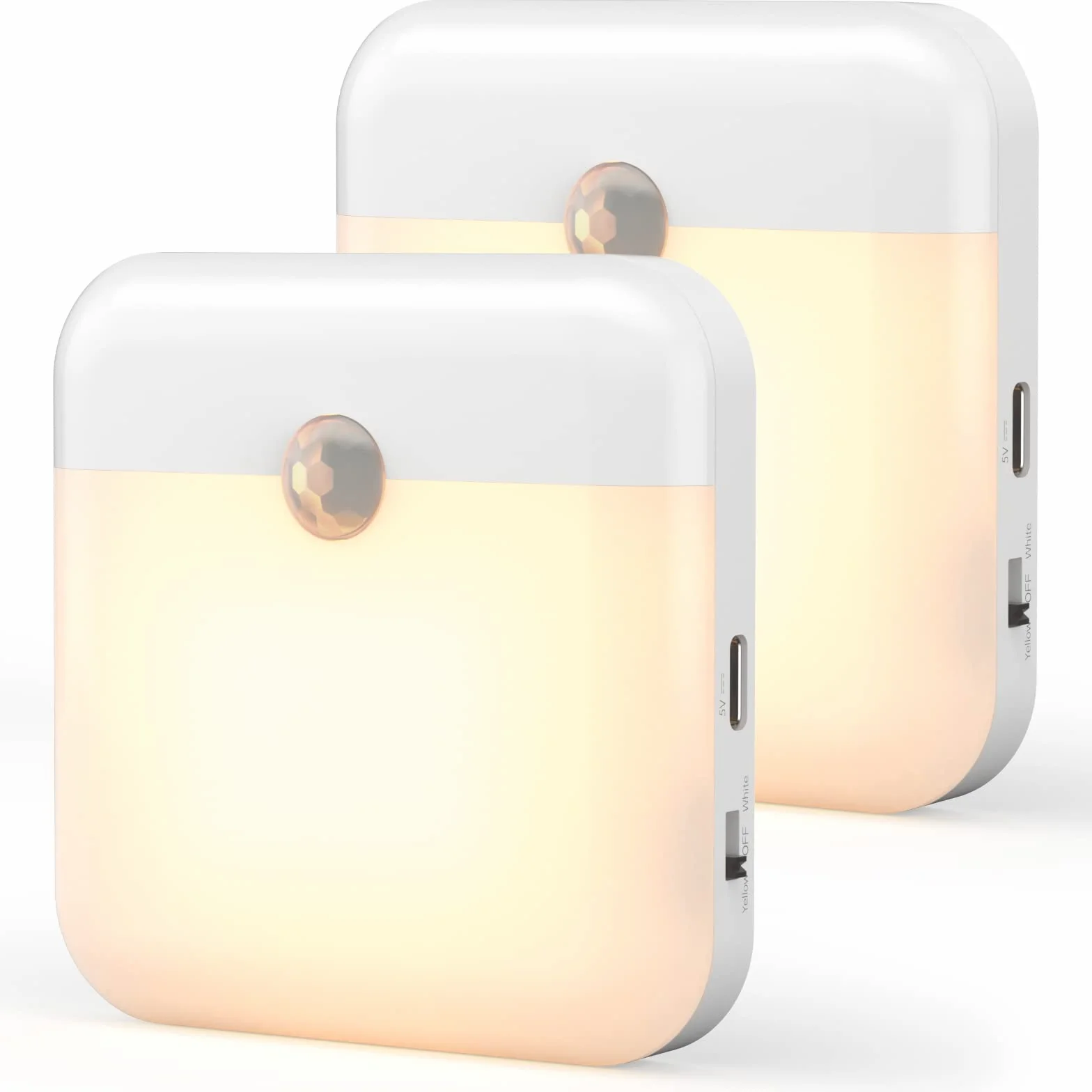 OUSFOT Lampka nocna LED, 2 szt. wewnętrzny czujnik ruchu, automatyczne światło nocne z mocowaniem magnetycznym, lampka nocna dla dzieci do pokoju dziecięcego, kuchni, korytarza, schodów, salonu