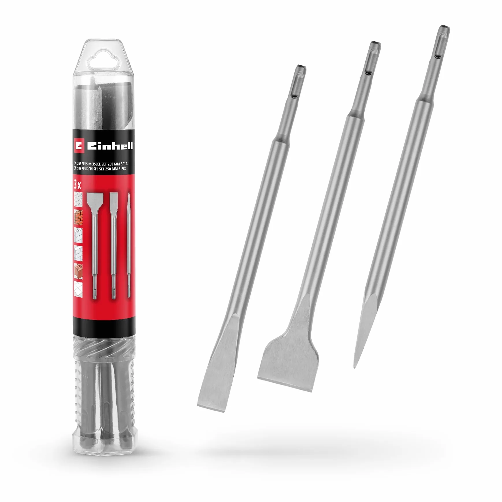 Einhell 3-częściowy zestaw dłut SDS Plus 250 mm stal 40Cr