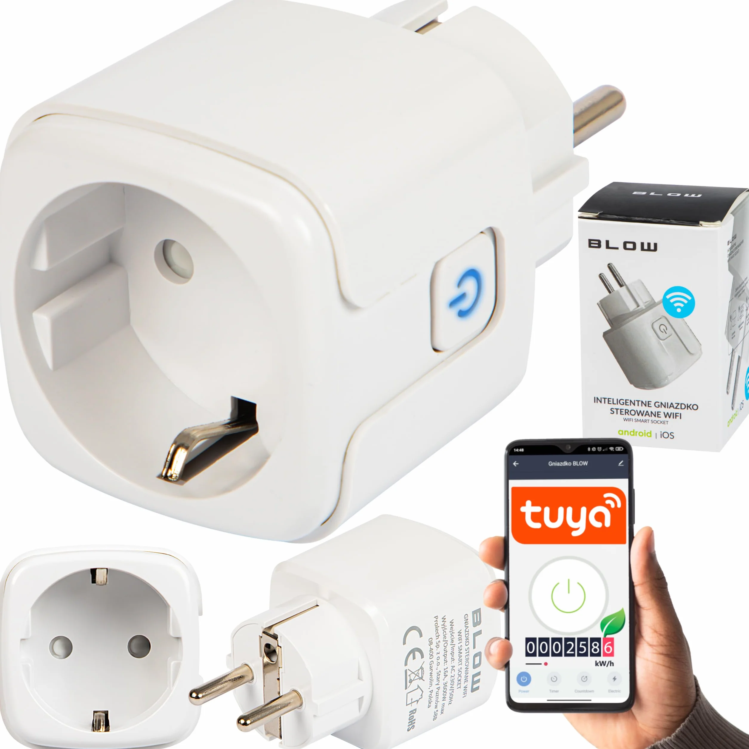 BLOW Inteligentne gniazdko WiFi TUYA V3 białe