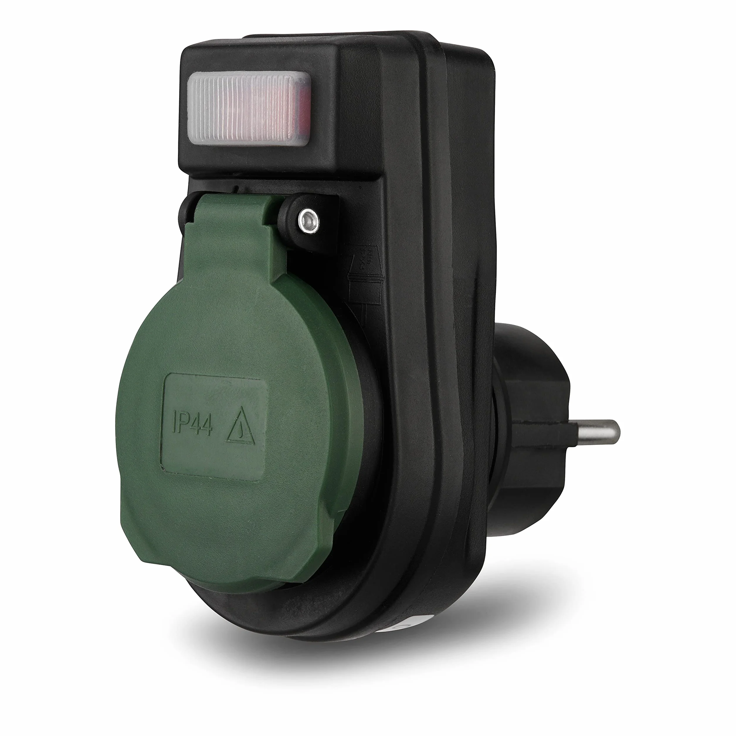 REV Adapter gniazda wtykowego IP44 3680 W czarny z podświetlanym przełącznikiem