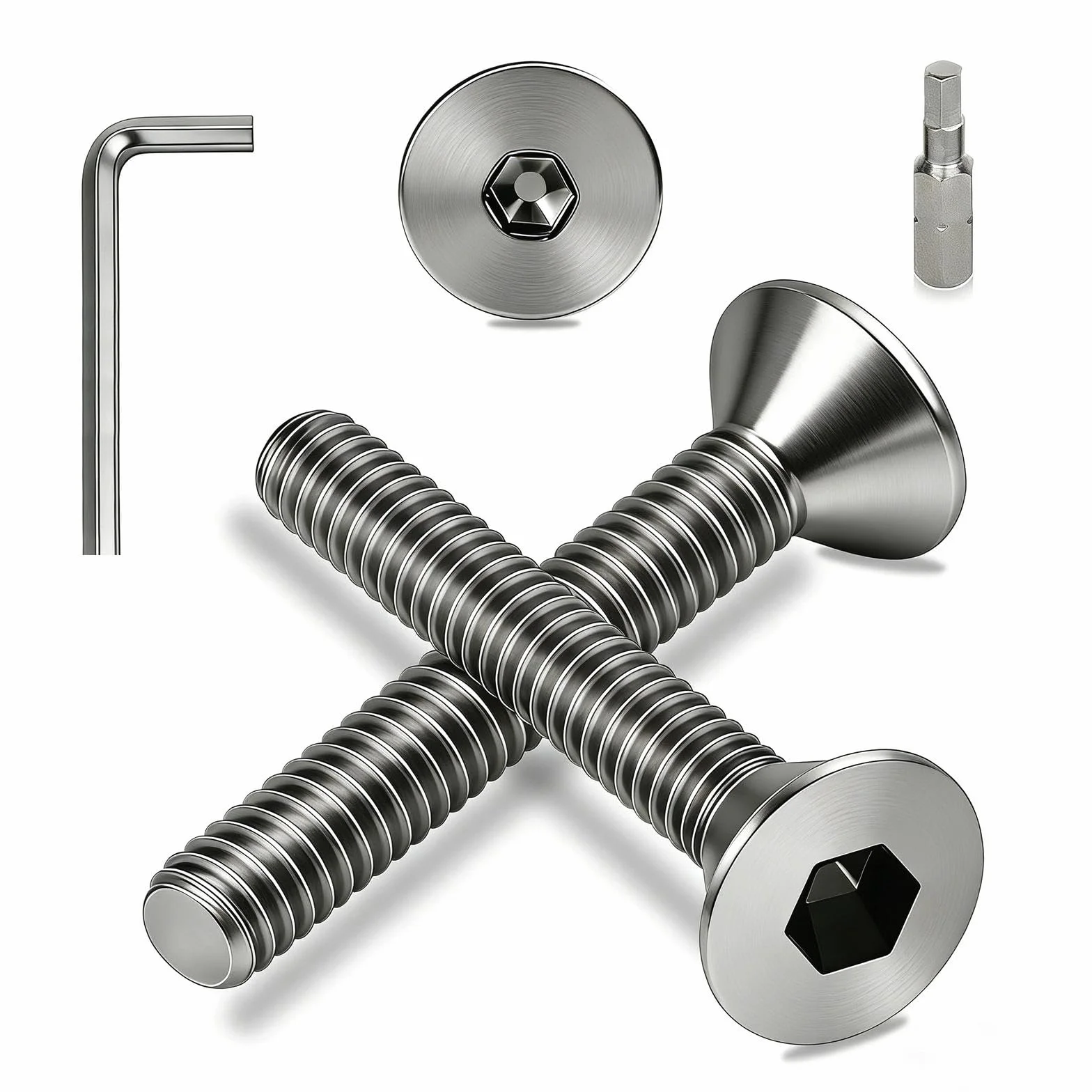 Śruby z łbem wpuszczanym M3, 25 szt. śrub z łbem wpuszczanym ze stali nierdzewnej M3 x 10 mm, śruby z łbem płaskim, stal nierdzewna, A2, V2A, śruba z łbem sześciokątnym DIN 7991/ISO 10642