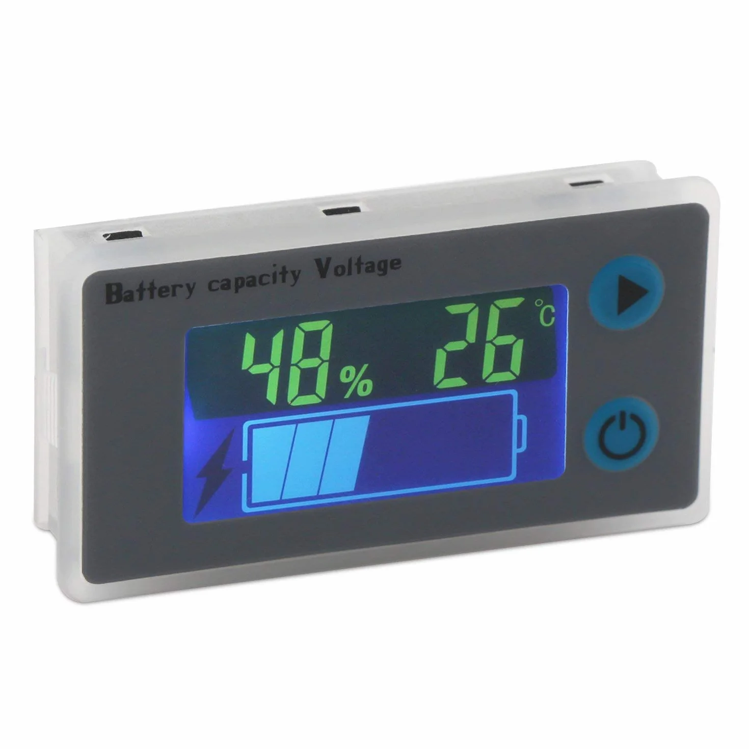 DollaTek Monitor pojemno?ci baterii 10-100 V programowalny poziom na?adowania baterii, miernik napi?cia, temperatury 12 V, 24 V, 36 V, 48 V, wy?wietlacz LCD, wska?nik jako?ci
