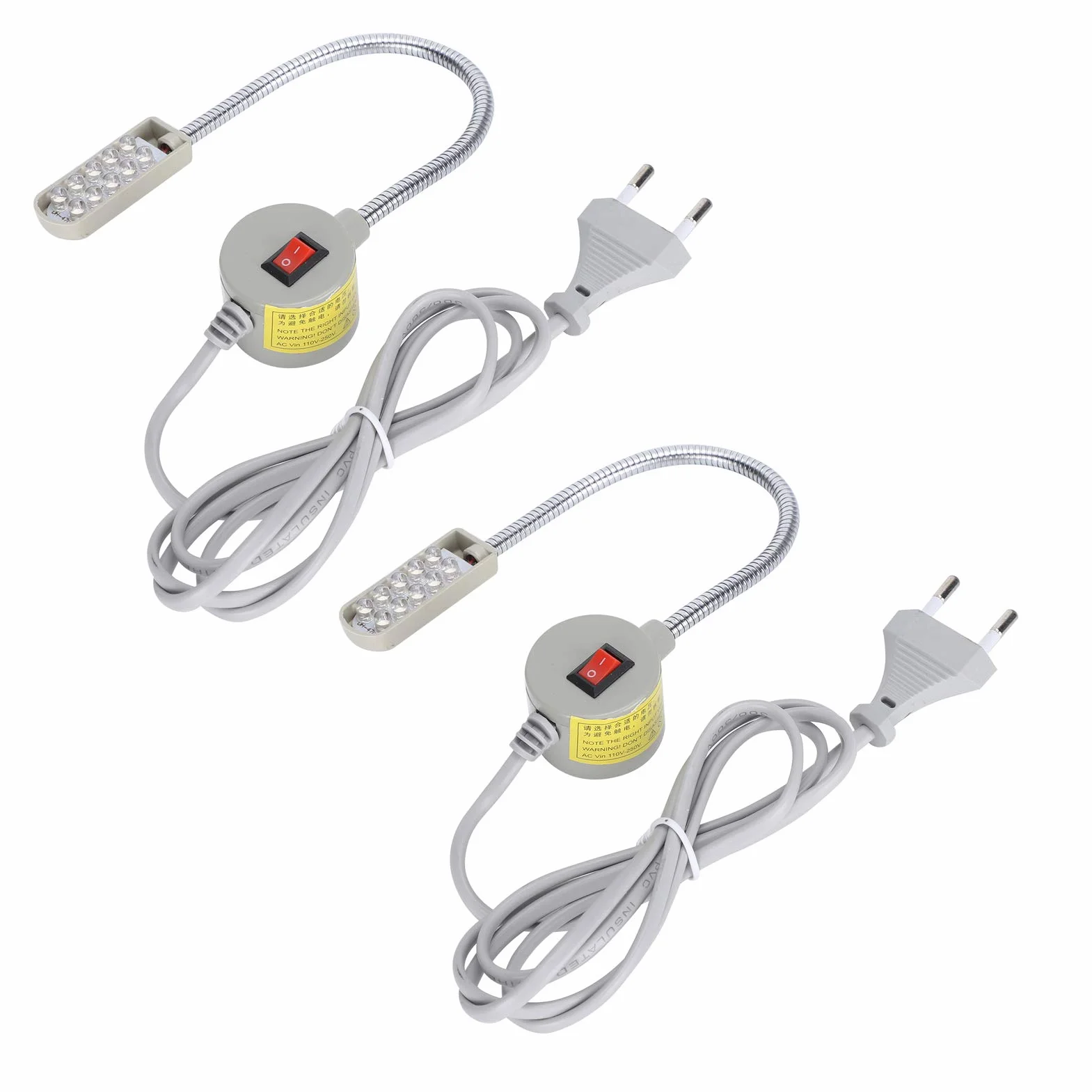 2 sztuk światła do maszyn do szycia LED maszyna do szycia lampa na gęsiej szyi 30-LED lampa świetlna z magnetycznym przełącznikiem podstawy do szycia(EU)
