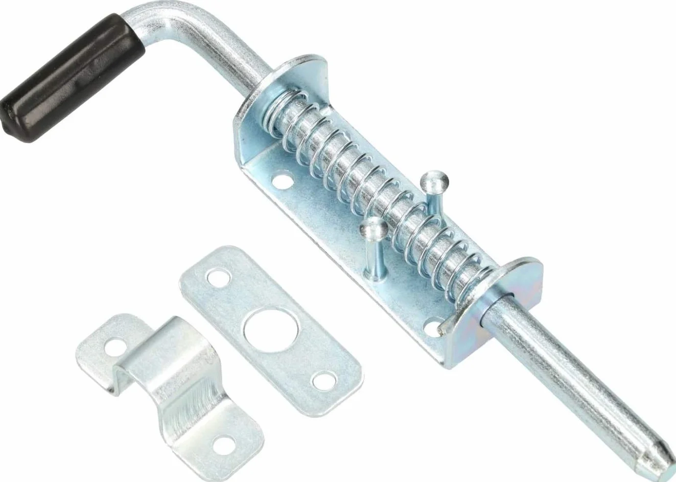 KOTARBAU® Zasuwa bramowa - 220 MM - Rygiel sprężynowy - Zamknięcie do Garażu - Blokada Bramy - Gumowy Uchwyt