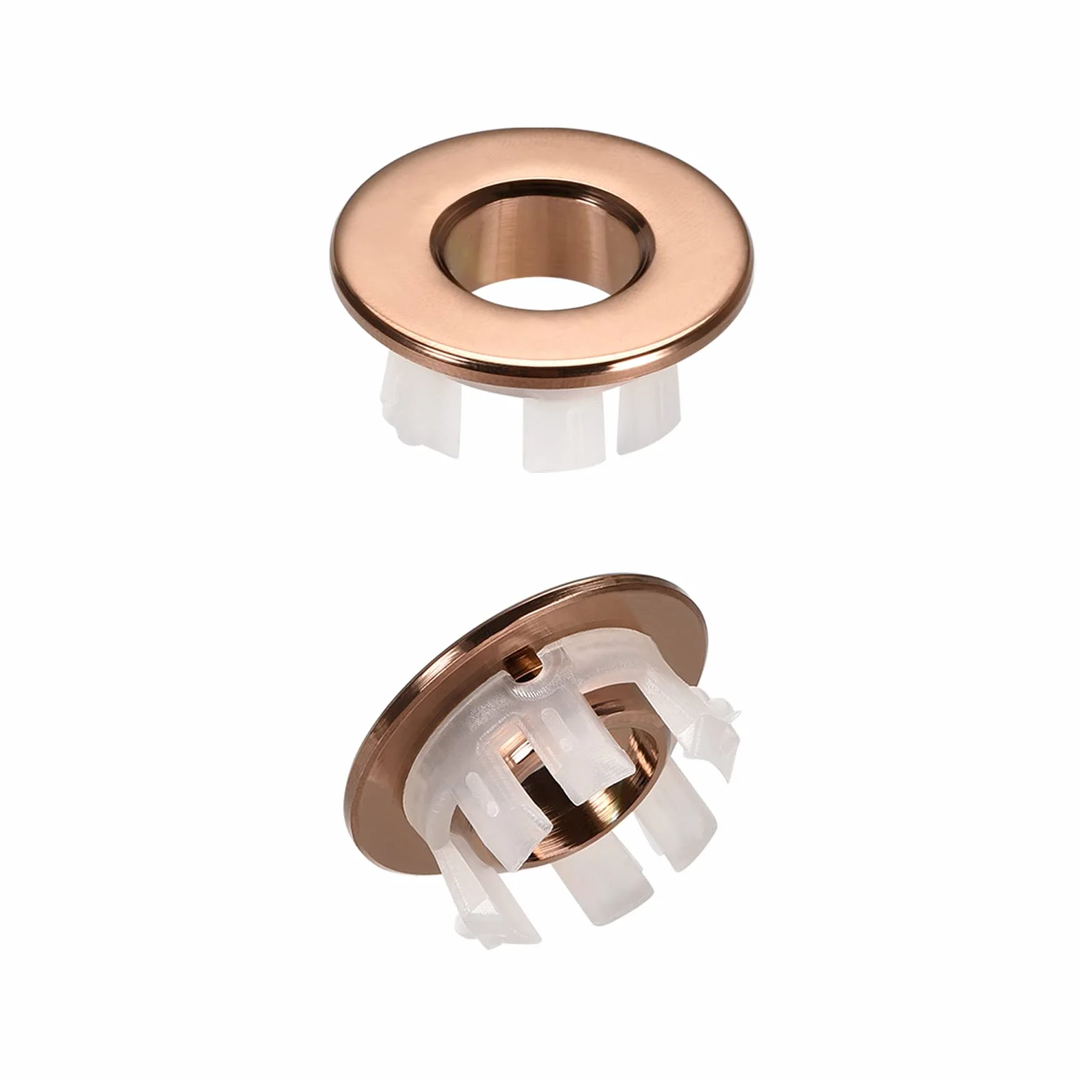 DTGN 30 x 13,5 mm (dł. x gł.) Pokrywa przelewowa - 2 sztuki - dobre do łazienki, kuchni umywalki - miedziana listwa ozdobna wkładka w otworze, okrągłe zaślepki - różowe złoto