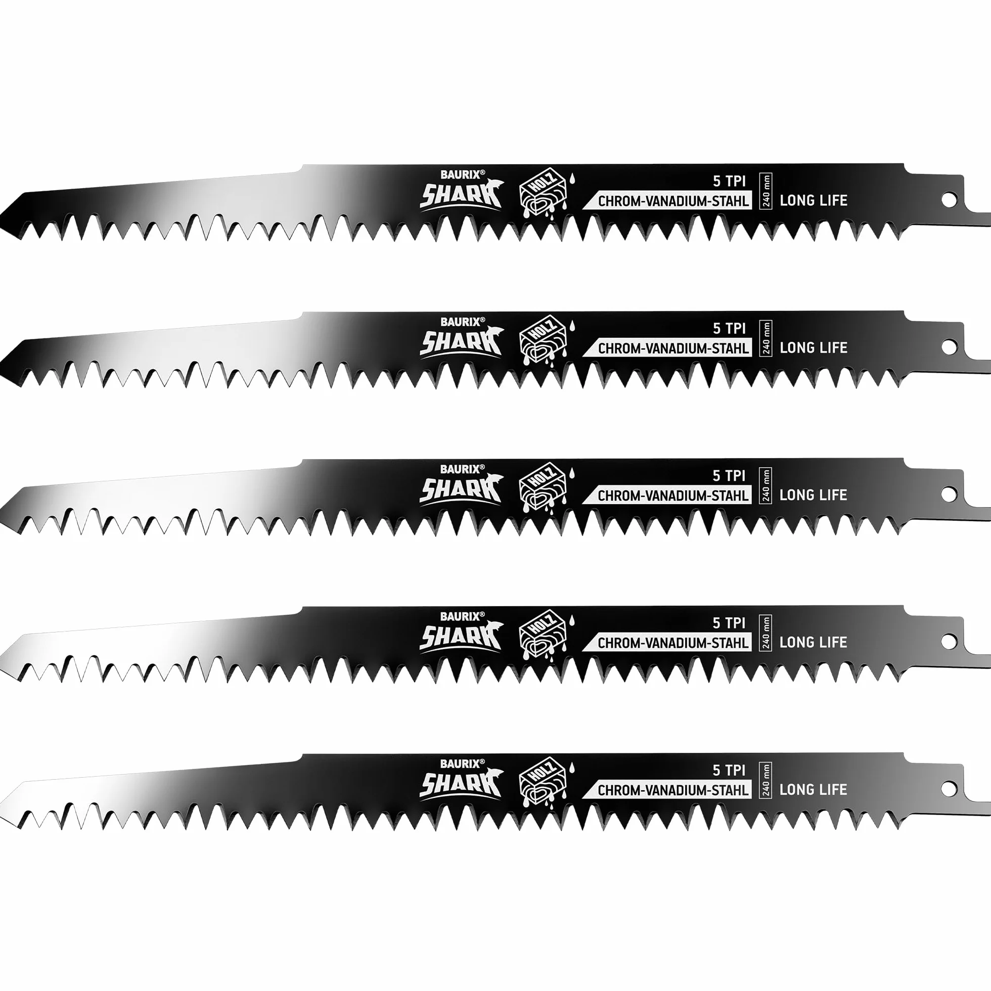 BAURIX Brzeszczoty do wyrzynarki SHARK 240mm 5 TPI 5 sztuk
